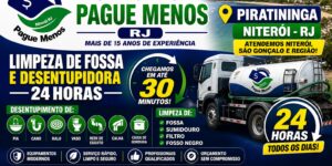 Limpeza de fossa e desentupidora no bairro Piratininga em Niterói 24 horas com atendimento rápido, orçamento grátis.